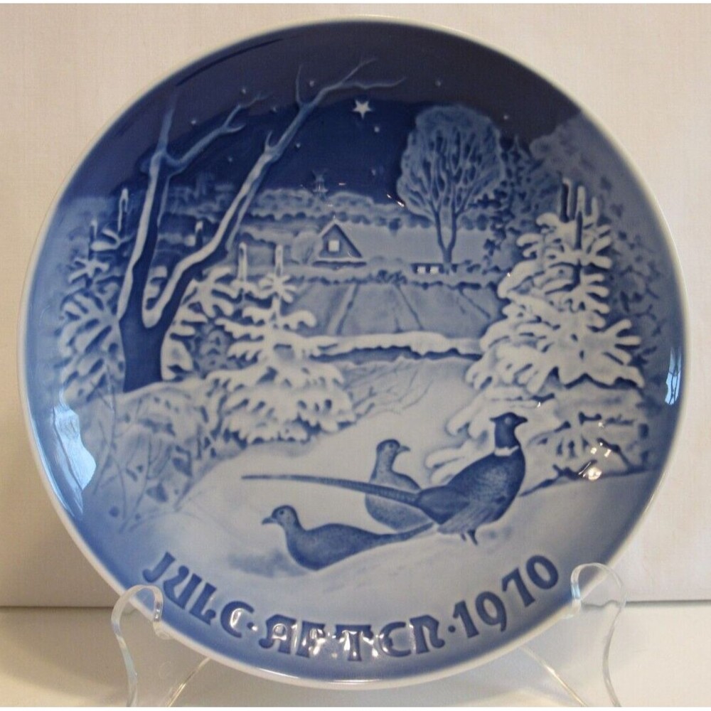Royal Copenhagen B & G Vintage Christmas Plate Pheasants in the Snow 1970